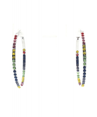 Multi-Color Rhinestone Hoop Earrings EH300011 GOLD MULTI